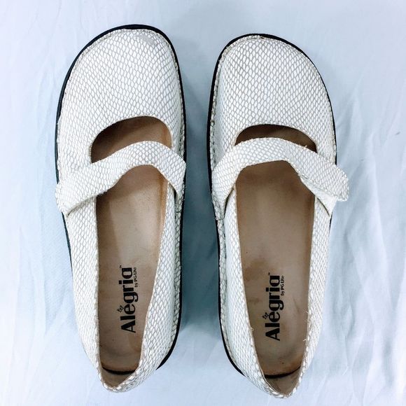 Alegria Mary Jane FEL 710 Shoes Feliz White Leather Faux Snakeskin Sz 9 - Picture 7 of 12